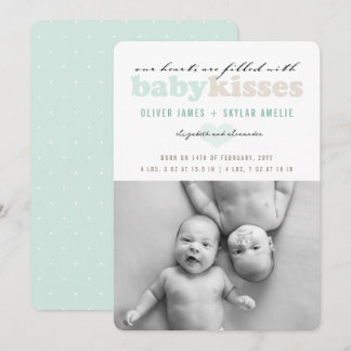 Baby Twins Valentines Day Photo Faire-part de nais