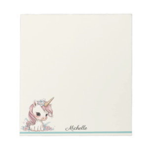 Baby Unicorn Mignonne Bloc-notes Votre nom Texte