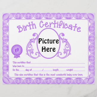 Baby unisex en-tête du certificat de naissance