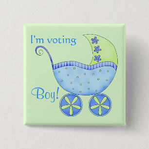 Baby Voting Boy Genre Reveal Party Badge Pin