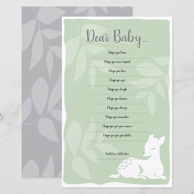 Baby White Garden Deer Cher Baby shower Jeu (Devant / Derrière)