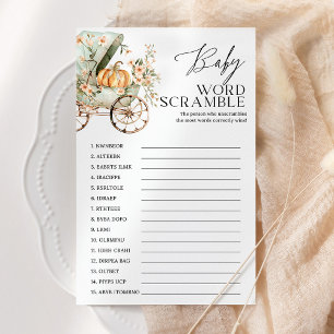 Baby Word Scramble Citrouille Baby shower Jeu