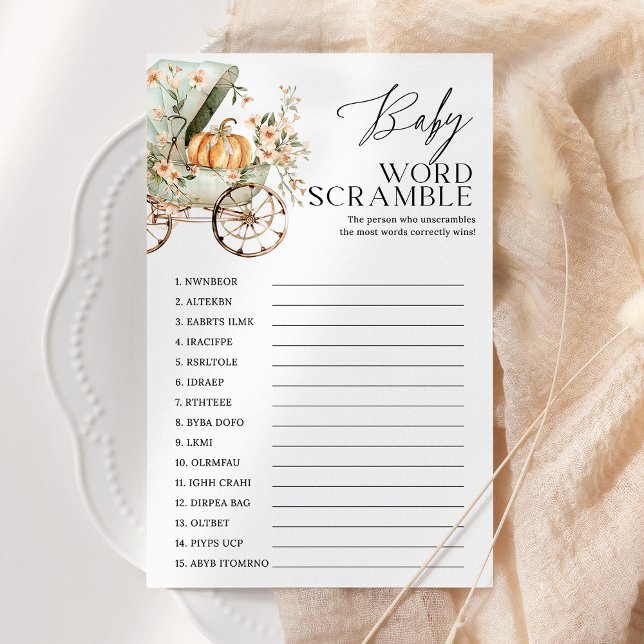 Baby Word Scramble Citrouille Baby shower Jeu (Créateur téléchargé)