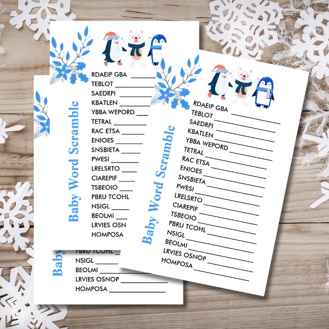 Baby Word Scramble jeu hiver polaire ours pingouin (Créateur téléchargé)