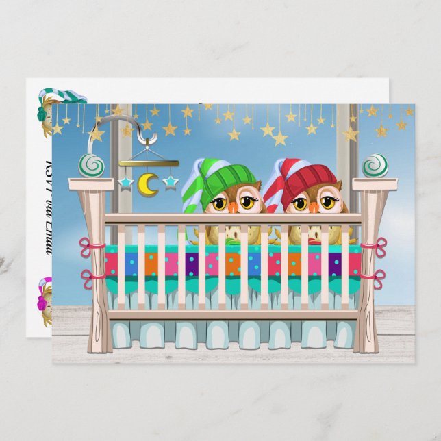 Baby x 2 Lucky You ! Invitation Twins (Devant / Derrière)