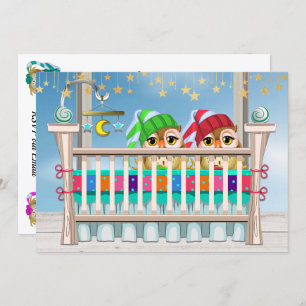 Baby x 2 Lucky You ! Invitation Twins