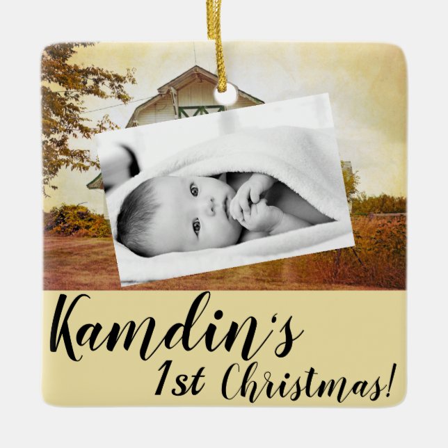 Baby XMAS Ornement Sunset Barn Country (Devant)