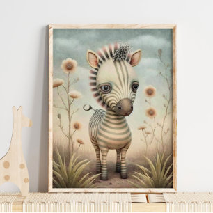 Baby Zebra Animal Africain Impression murale Zeb