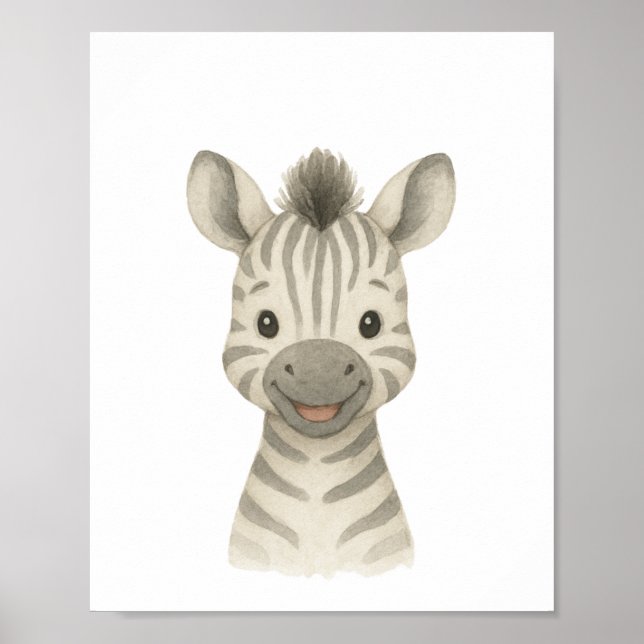 Baby Zebra Genre Neutre Safari Nursery Poster (Devant)