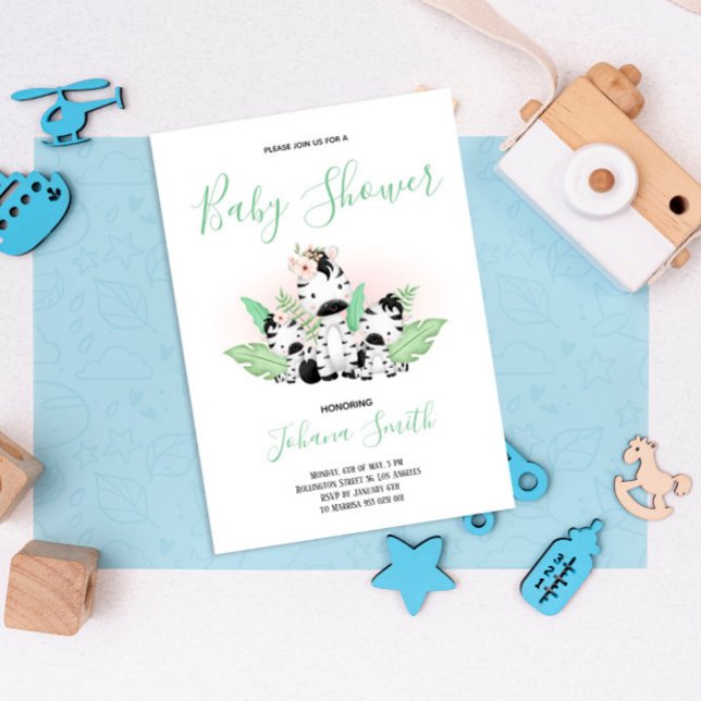 Baby Zebra Safari Baby shower Invitation (Créateur téléchargé)