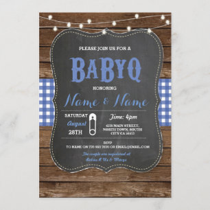 BaByQ Baby shower barbecue Invitation en bois de c