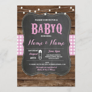 BaByQ Baby shower barbecue Invitation en bois de c