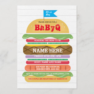 BaByQ BBQ Baby shower Invitation de douche pour ga