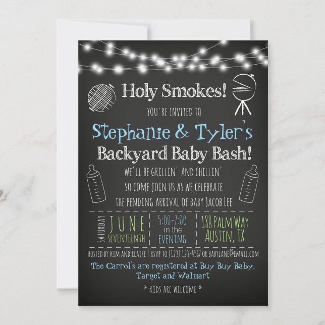 BaByQ BBQ Baby shower Invitation et carte de livre (Devant)