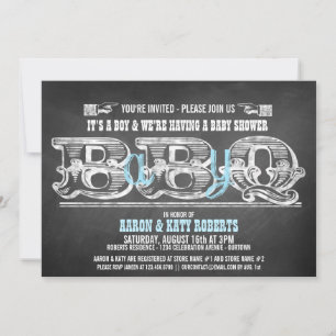 Babyq (garçon) Baby shower Barbeque Invitations