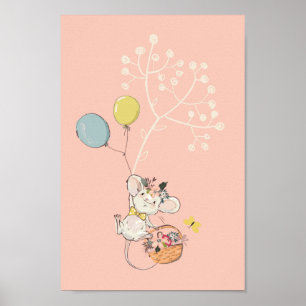 babyrose pépinière poster - petite souris mignonne