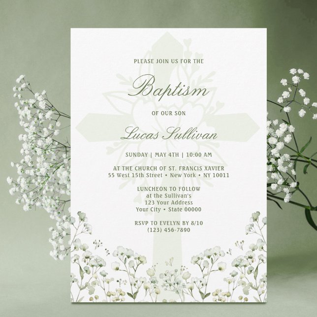 Baby's Breath Baptism Invitation (Créateur téléchargé)