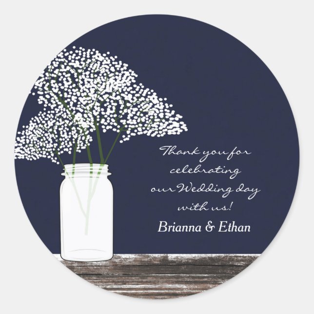 Baby's Breath dans Jar Mason Rustique Autocollants (Devant)