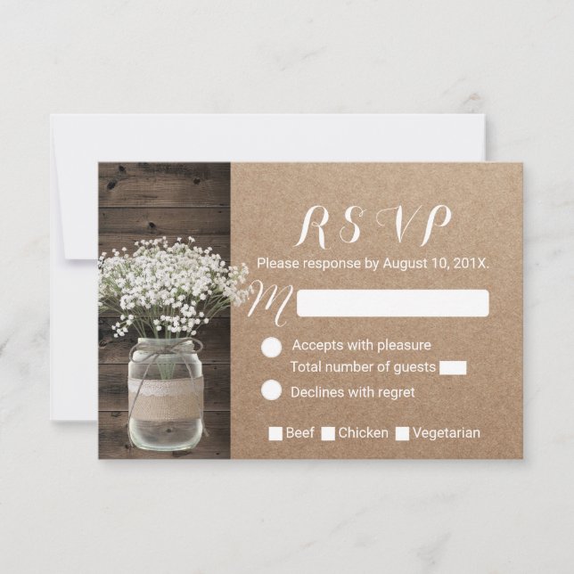 Baby's Breath Fleurs Jar Rustique Kraft RSVP (Devant)