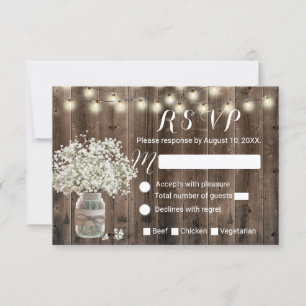 Baby's Breath Jar de mariage grange rustique RSVP
