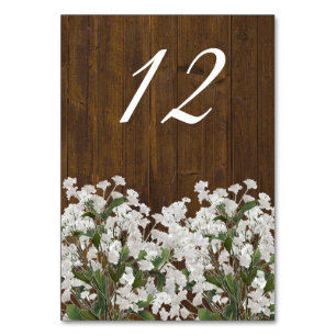 Babys Breath Rustic Mariage Carte Numéro de table