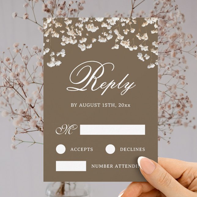Baby's Breath séché sur carte de réponse de mariag (Créateur téléchargé)