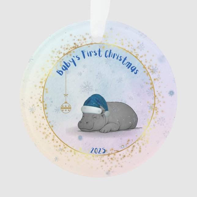 Baby's First ChristmPygmy Hippo Christmas Ornament (devant)