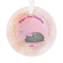 Baby's First ChristmPygmy Hippo Christmas Ornament