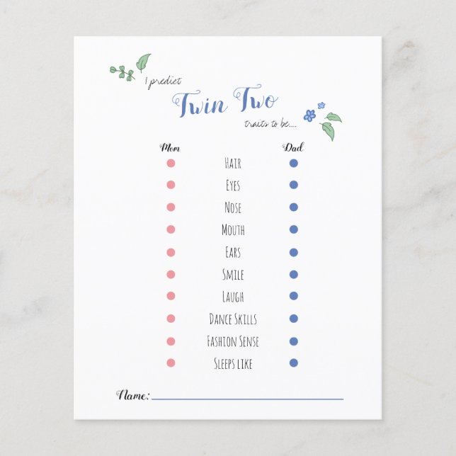 Babyshower bébé pronostics twin ours thème (Devant)