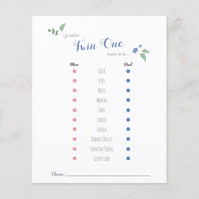 Babyshower bébé pronostics twin ours thème (Devant)