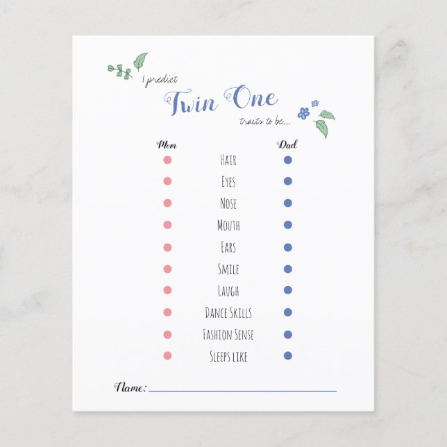 Babyshower bébé pronostics twin ours thème (Devant)