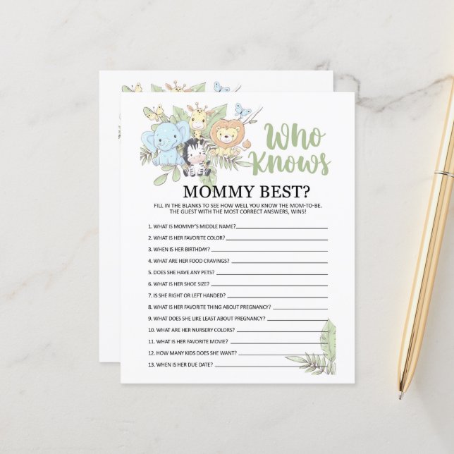 BabyShower Game qui connaît maman/papa sur le dos (Devant/Arrière en situation)