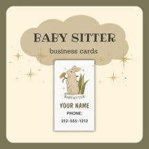 Babysitter Cute Floral Bunny Baby Cartes de visite