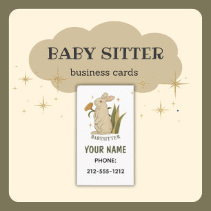 Babysitter Cute Floral Bunny Baby Cartes de visite