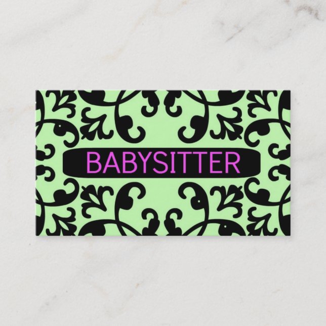 Babysitter Damask Carte de visite (Devant)