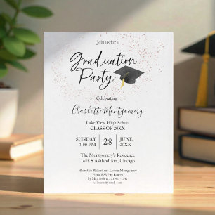 Baccalauréat Grad Party Moderne Budget Invitation