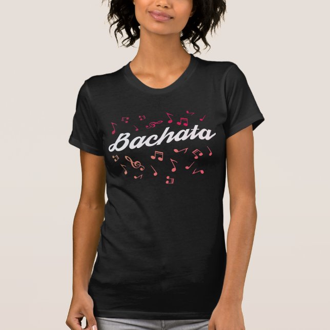 Bachata Musical Notes féminin T-shirt fin (Devant)