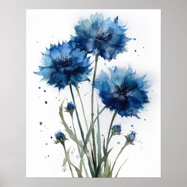Bachelor Buttes Flower Art Imprimer Poster (Devant)