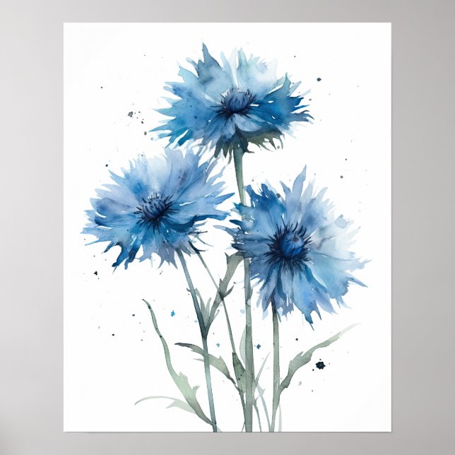 Bachelor Buttes Flower Art Imprimer Poster (Devant)