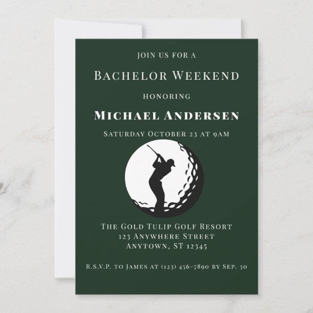 Bachelor Golf Weekend Party Invitation (Devant)