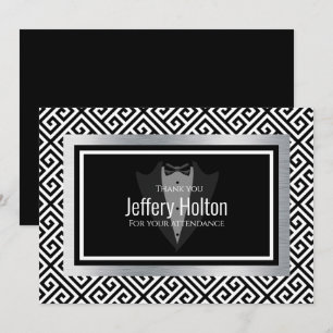 Bachelor noir et argent Carte de remerciements
