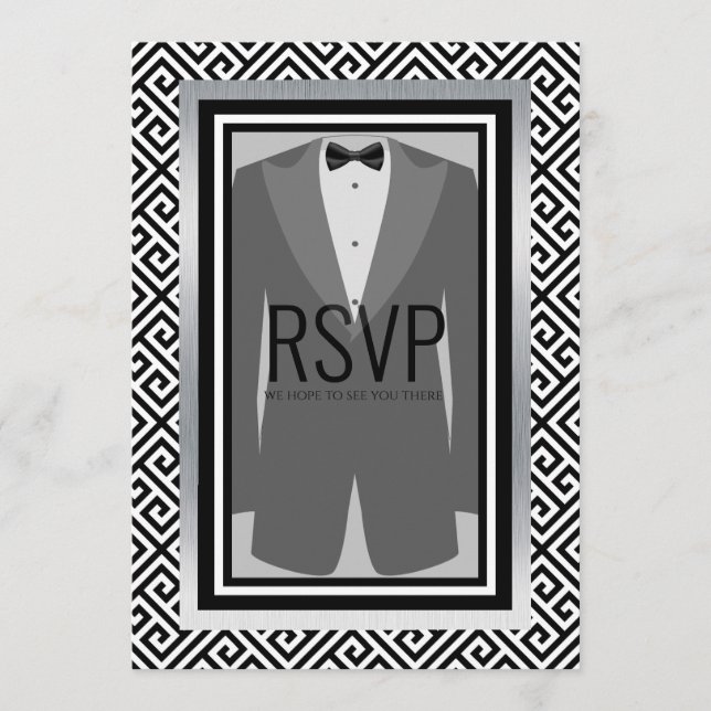 Bachelor noir et argent menu personnalisé (Devant)