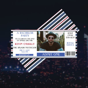 Bachelor ou Stag Party Photo Invitation Billet