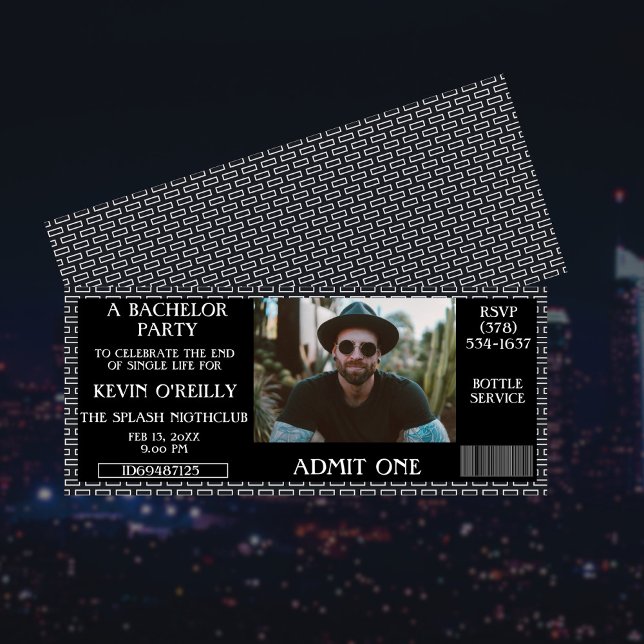 Bachelor ou Stag Party Photo Invitation Billet (Créateur téléchargé)