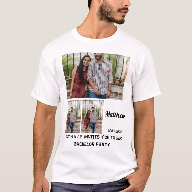 Bachelor Party custom 3 Photo Collage T-shirt (Devant)