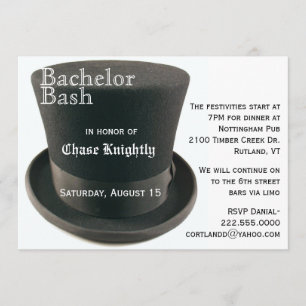 Bachelor Party de chapeau noir et blanc Invitation