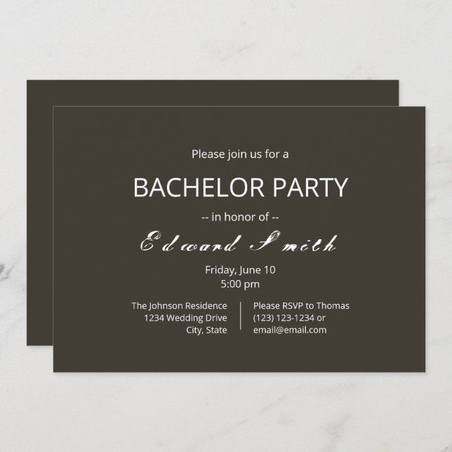 Bachelor simple Invitations de mariage (Devant / Derrière)