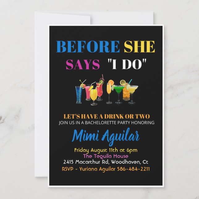 Bachelorette Avant Elle Dit Que Je Fais Invitation (Devant)