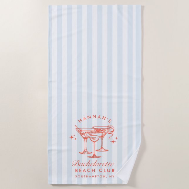 Bachelorette Bleu & Rouge Retro moderne Serviette  (Devant)