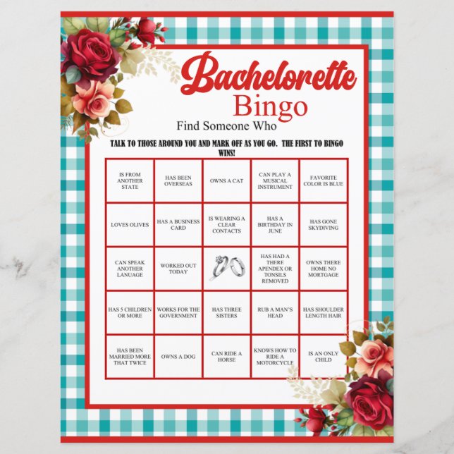 Bachelorette Bleue Classique Jeu de Bingo (Devant)